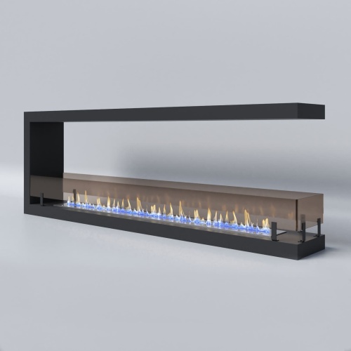 Биокамин "Русский огонь" Честер Торцевой 1500 с защитным стеклом