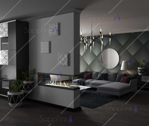 Встраиваемый торцевой сквозной очаг 1400 SappFire