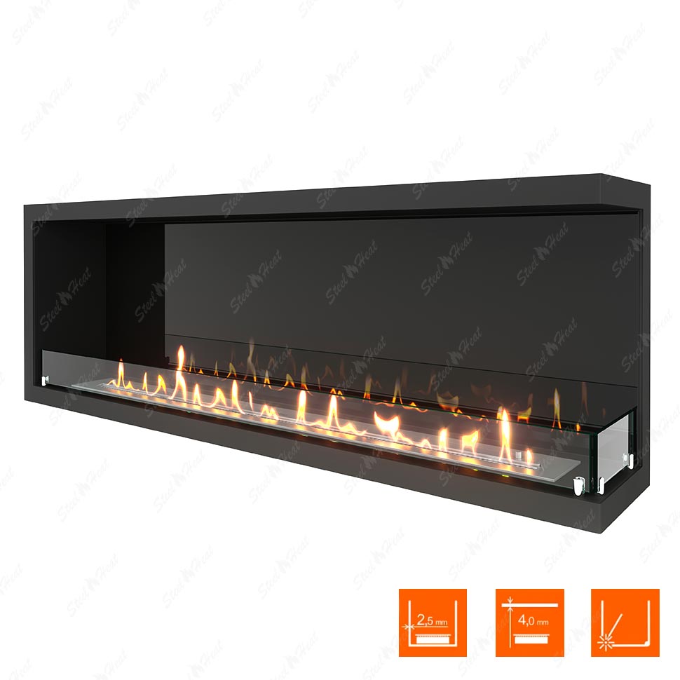 Биокамин угловой SteelHeat Leader 1400 правый стекло + стемалит по цене 68 849 руб.