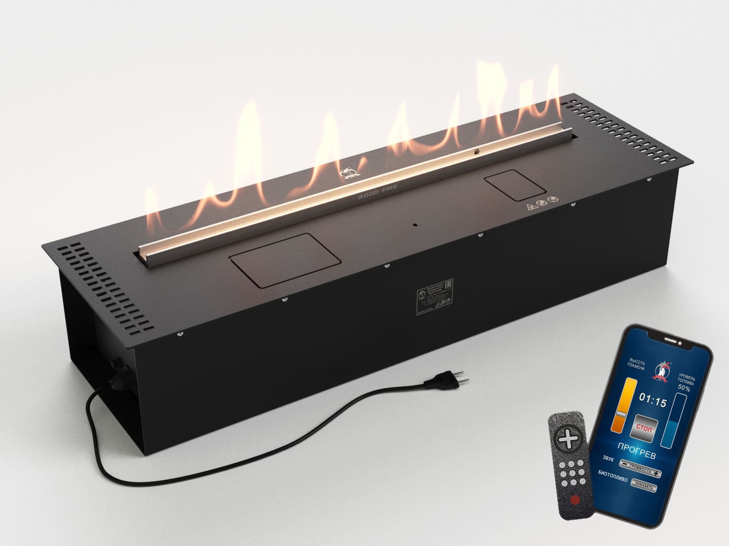 Автоматический биокамин Lux Fire Smart Flame 900 RC Black по цене 312 730 руб.