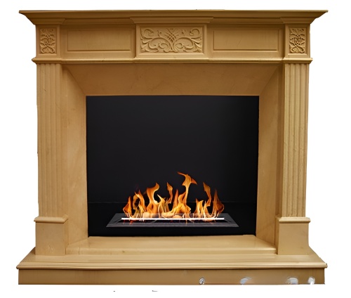 Биокамин в мраморном портале "Русский огонь" Leo