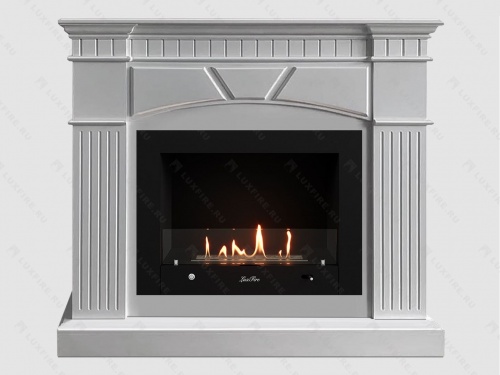 Каминный портал МДФ "Шервуд 1250" с биокамином Lux Fire "Фаер Бокс 4-33" (белый)