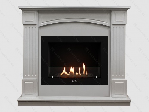 Каминный портал МДФ "Честер 1160" с биокамином Lux Fire "Фаер Бокс 2-30" (белый)