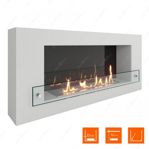 Биокамин SteelHeat WALL 900 белый (стекло)