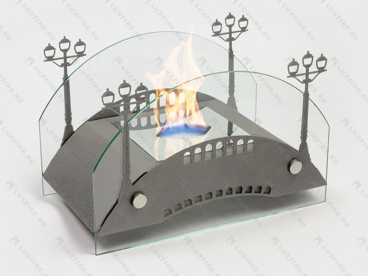 Настольный биокамин Lux Fire "Пушкинский мост" М (серебро) по цене 19 602 руб.