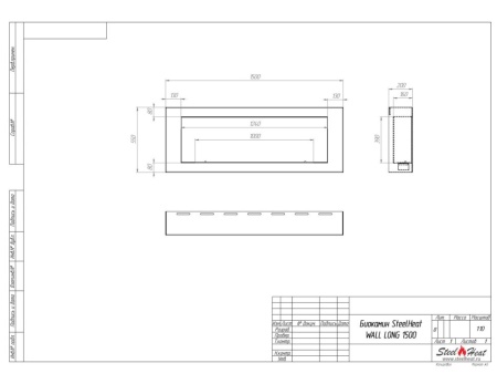 Биокамин SteelHeat WALL LONG 1500 черный по цене 65 070 руб.