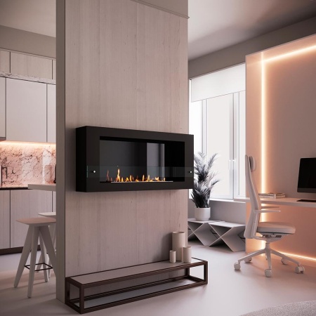 Биокамин SteelHeat WALL LONG 1200 черный по цене 42 420 руб.