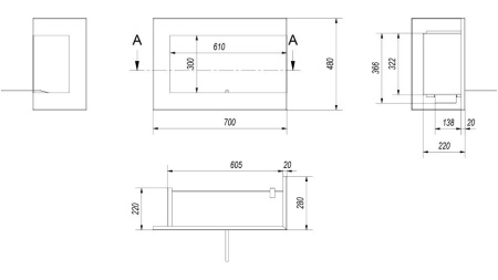 Биокамин Kratki DELTA/P/700 угловая, TUV по цене €684
