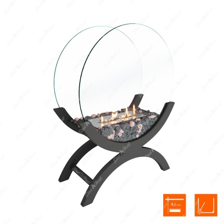 Биокамин напольный SteelHeat WOOD 600 серый по цене 47 800 руб.